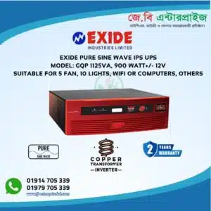 EXIDE PURE SINEWAVE INVERTER GQP 1125 VA 12V
