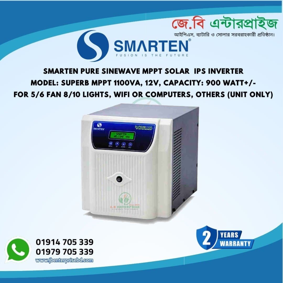 Smarten Superb Mppt 1100Va Solar Ips Inverter (Pcu) 12V