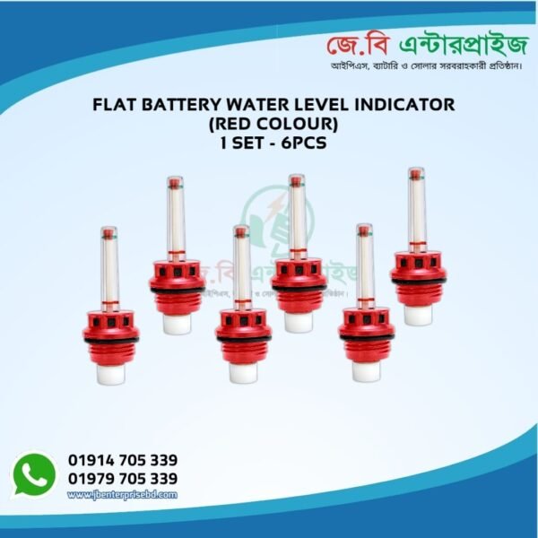Red battery water level indicator – monitor electrolyte levels for IPS, UPS, and tubular batteries