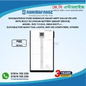 Rahimafrooz RZS-7.5 KVA 6000 Watt Smart Solar IPS Inverter with Built-in Lithium Battery and Pure Sine Wave Output